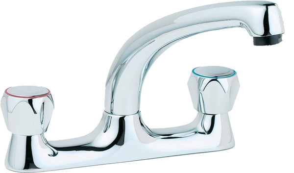 Profile deck mounted sink mixer with metal backnuts