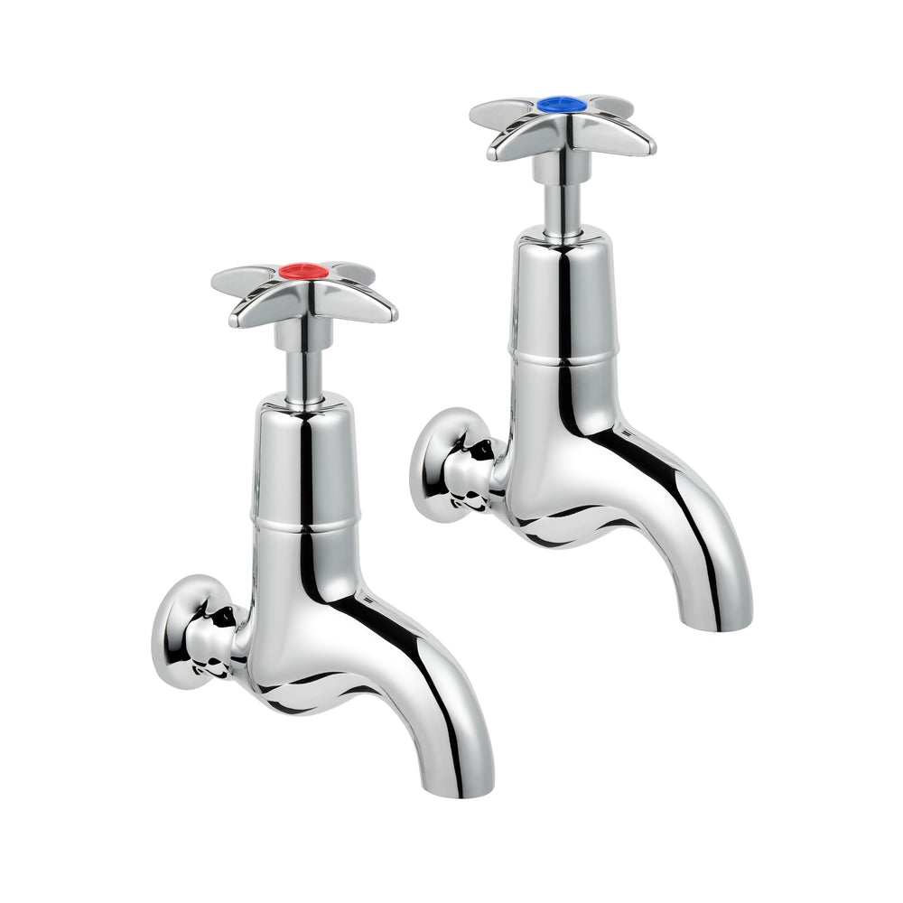 Cross Handle Bib Taps - Chrome