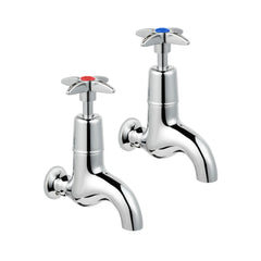 Cross Handle Bib Taps - Chrome