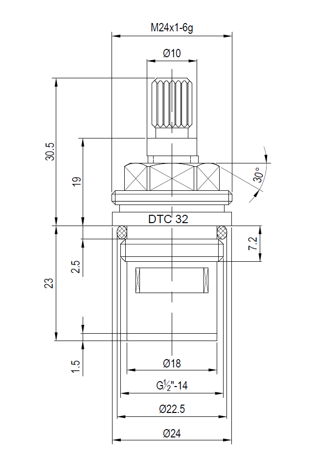 COMPACT 1/4 TURN CERAMIC DISC VALE - HOT VALVE ONLY