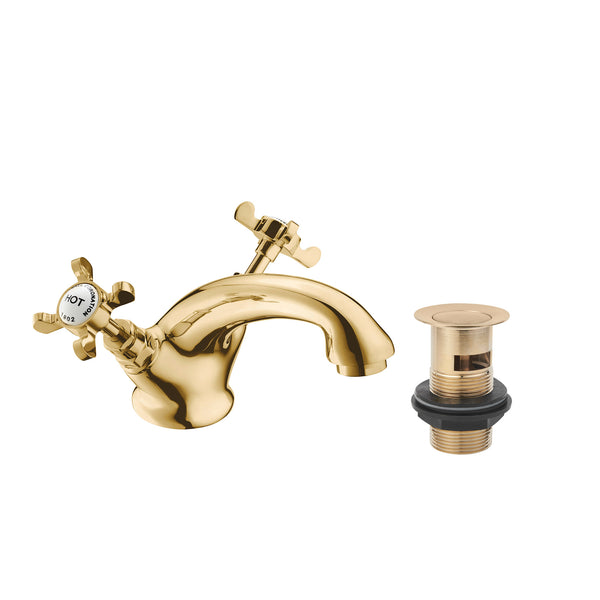 Coronation Mono Basin Mixer With Pop Up Waste - Gold