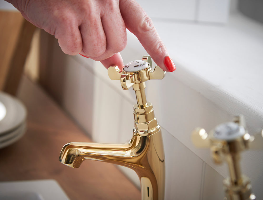 Coronation High Neck Sink Taps - Gold