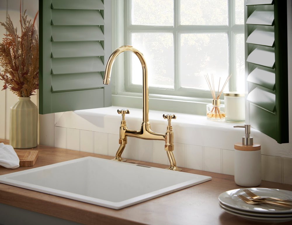 Coronation Bridge Kitchen Sink Tap - Gold