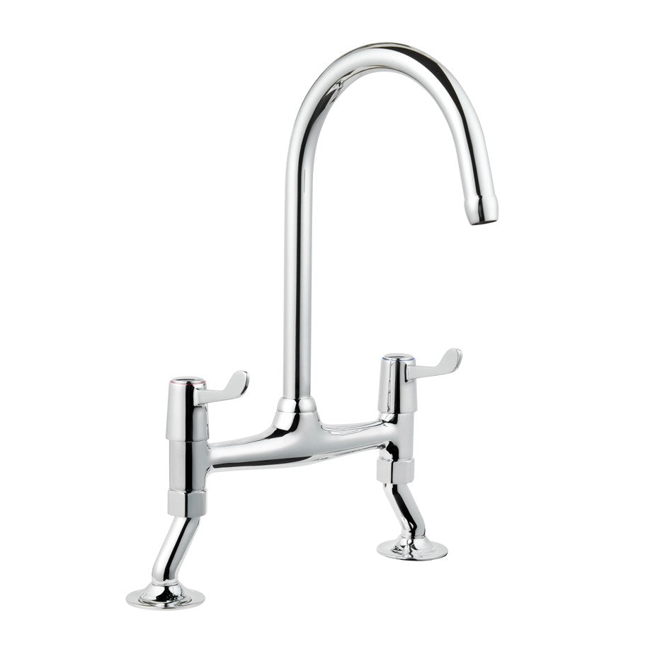 3" Lever Action Bridge Sink Mixer With Adjustable Centres - Chrome