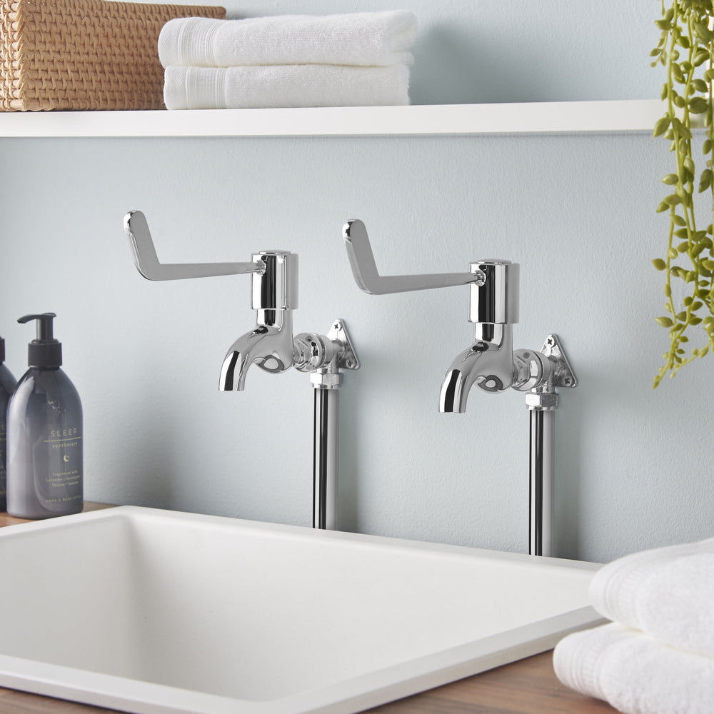 Lever Action 6" Bib Taps - Chrome