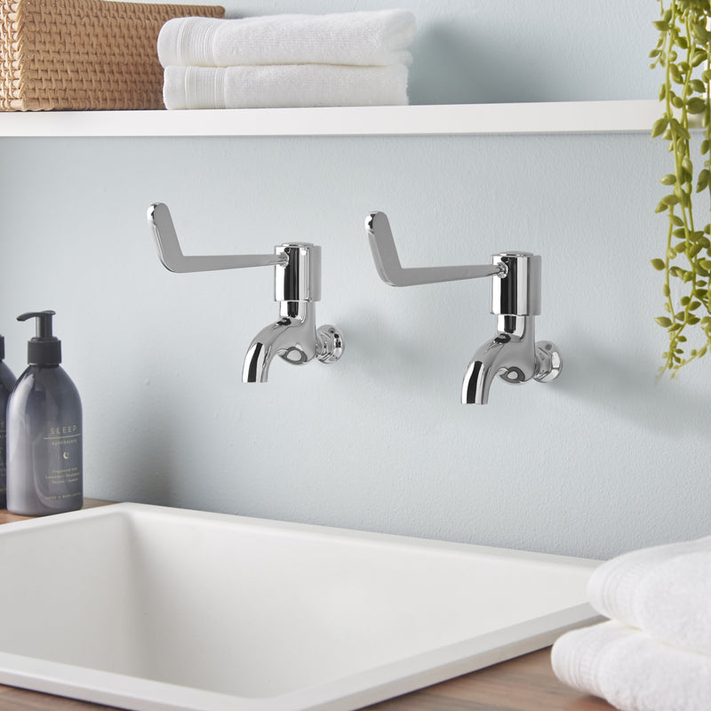 Lever Action 6" Bib Taps - Chrome