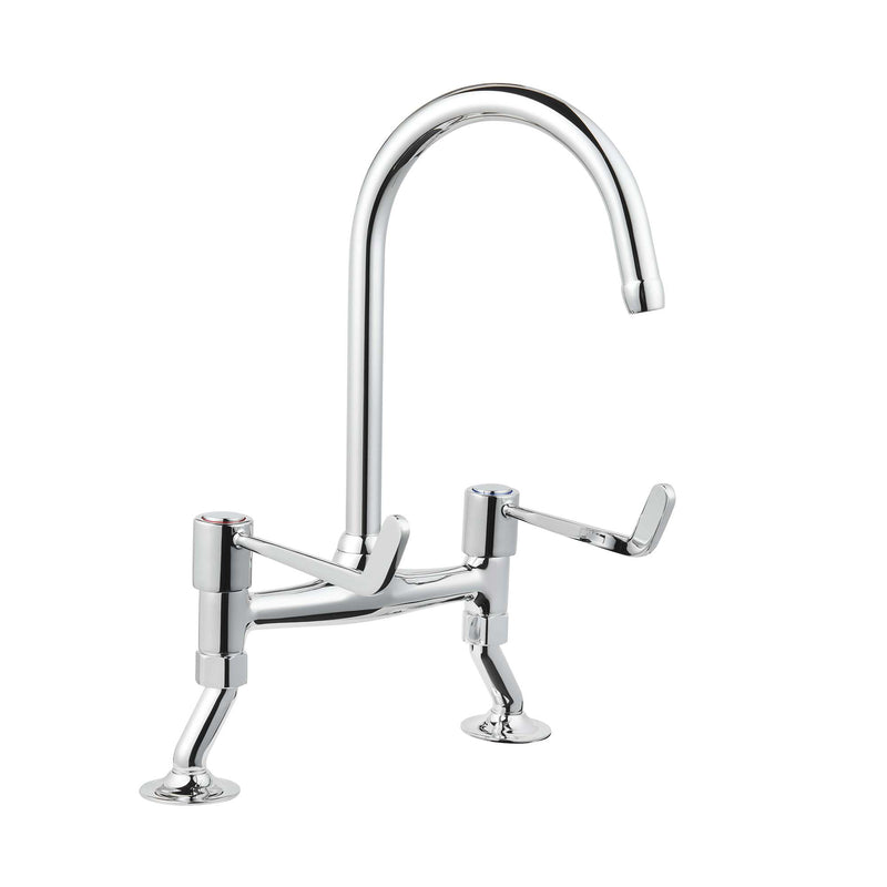 3" Lever Action Bridge Sink Mixer With Adjustable Centres - Chrome