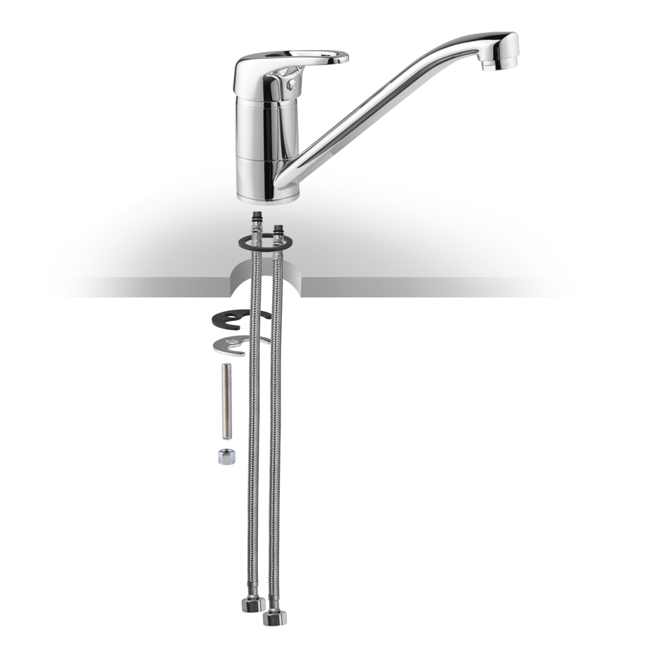 Lace Sink Mixer With Flexi Tails - Chrome