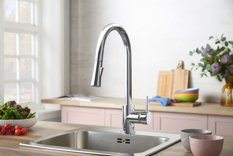Pendle Pull Out Kitchen Rinser Tap - Chrome