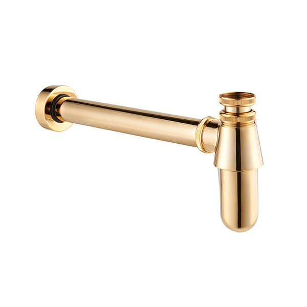 1 1/4" Bottle Trap With Wall Extension - Gold
