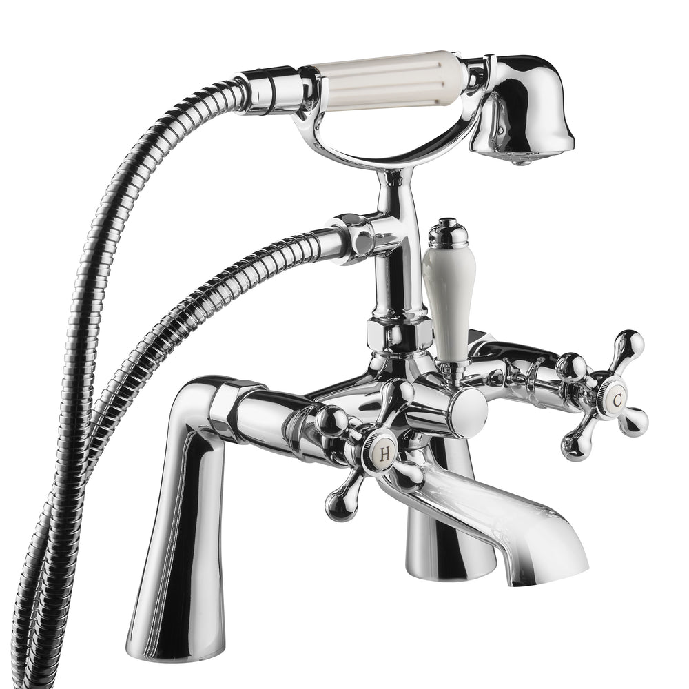 Tudor Pillar Mounted Bath Shower Mixer - Chrome