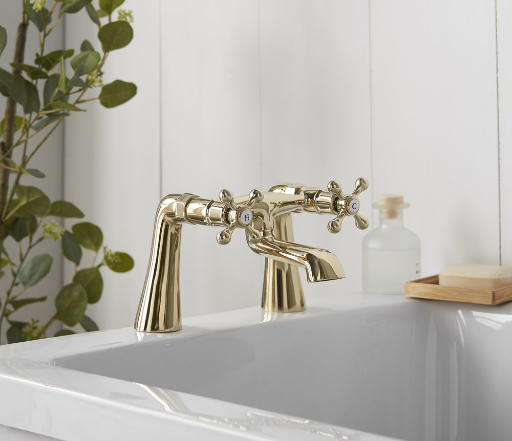 Tudor Pillar Mounted Bath Filler - Gold