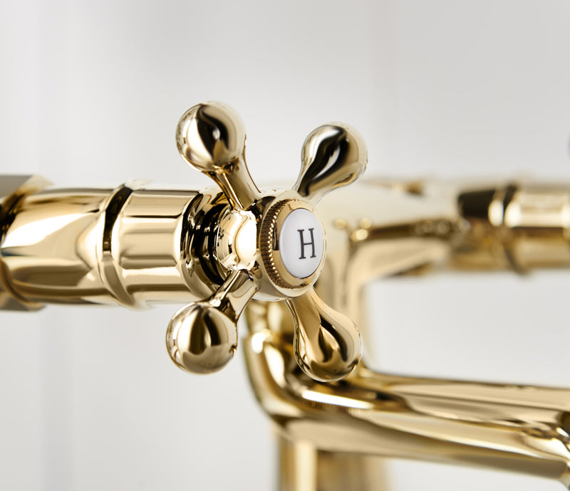 Tudor Pillar Mounted Bath Filler - Gold