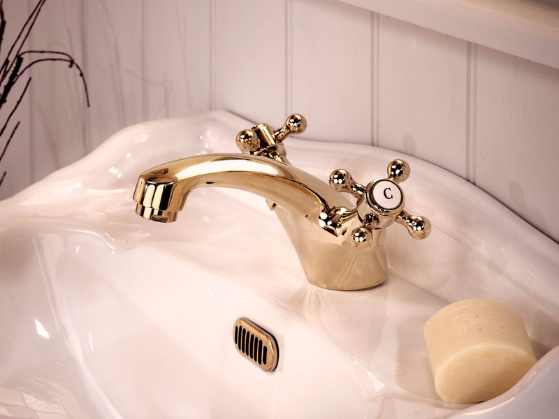 Tudor Mono Basin Mixer With Press Top Waste - Gold