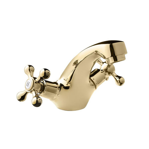Tudor Mono Basin Mixer With Press Top Waste - Gold