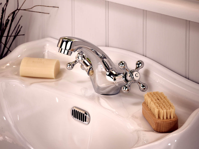 Tudor Mono Basin Mixer With Press Top Waste - Chrome