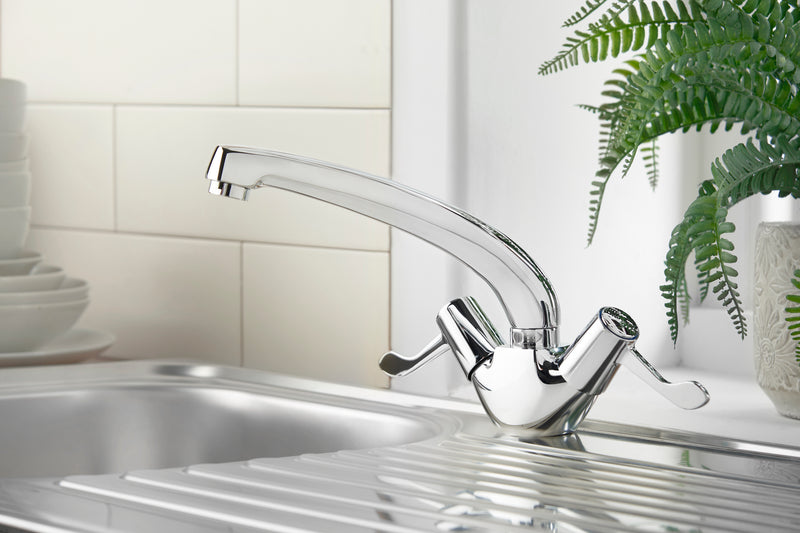 Vitality Lever Action Sink Mixer With Flexi Tails - Chrome