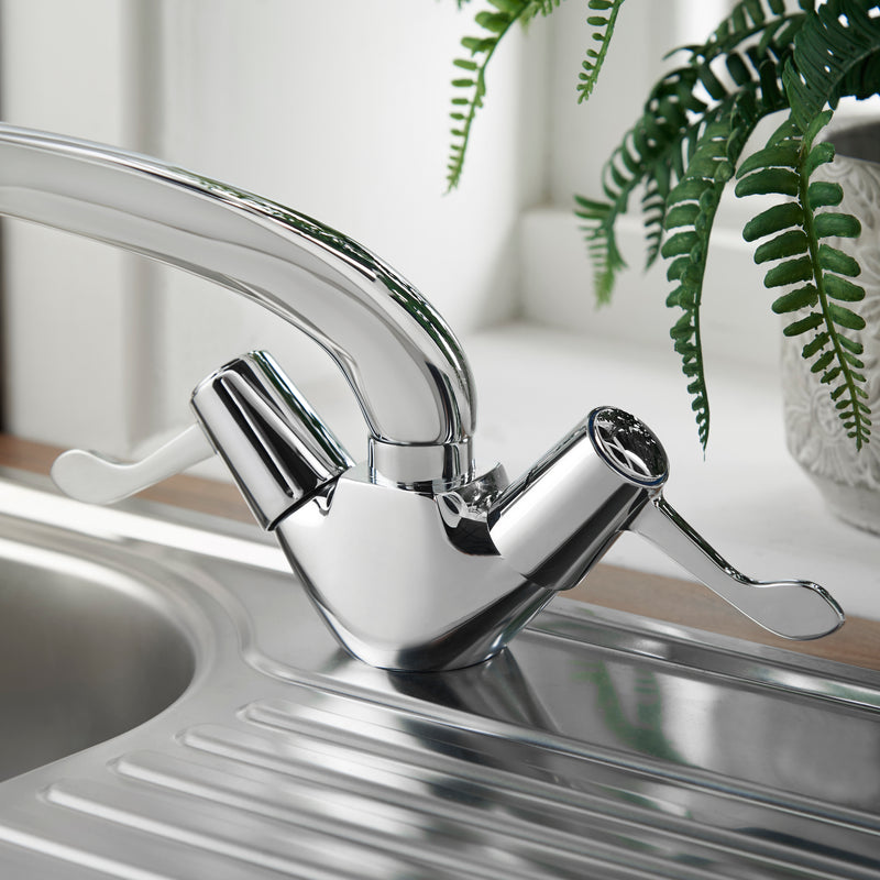 Vitality Lever Action Sink Mixer With Flexi Tails - Chrome