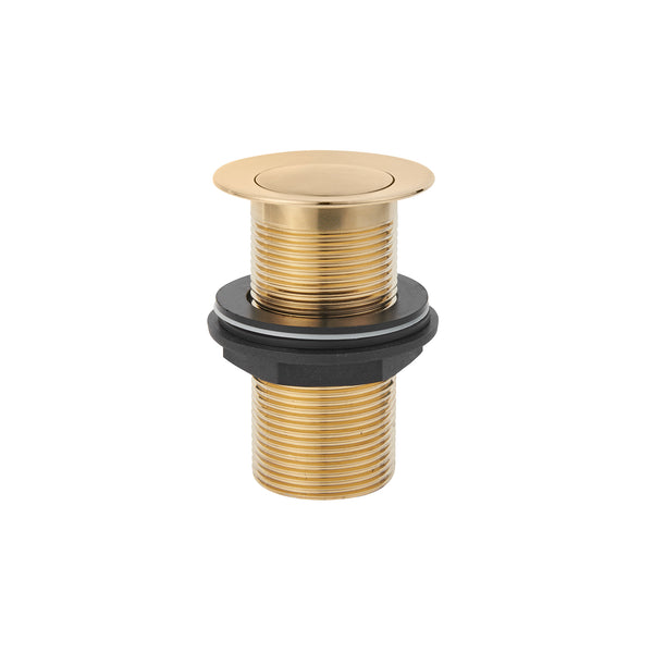 1 1/4" Basin Unslotted Press Top Waste - Brushed Brass