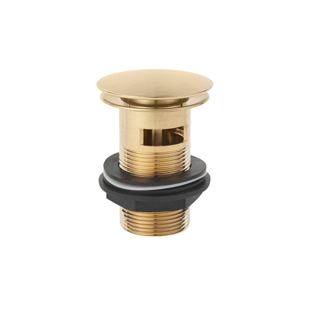 1 1/4" Easy Clean Domed Press Top Basin Wastes - Brushed Brass