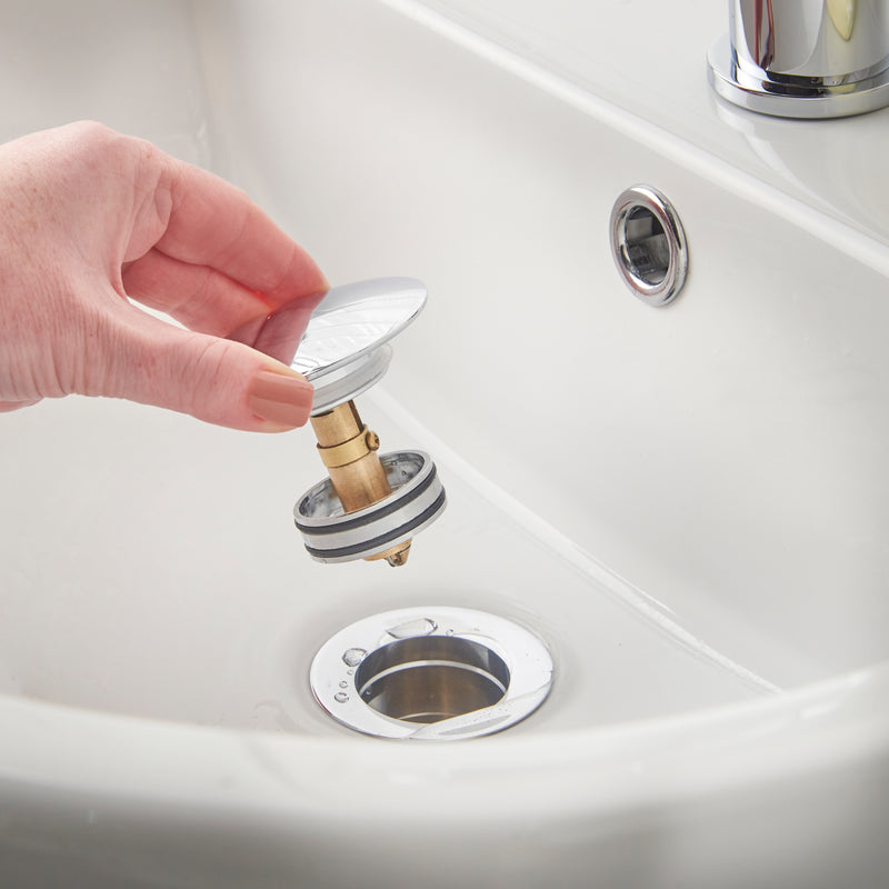1 1/4" Easy Clean Domed Press Top Basin Waste - Chrome