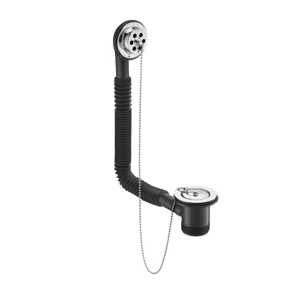 1 1/2" Plastic Bath Wastes With Overflow And Plug - Chrome