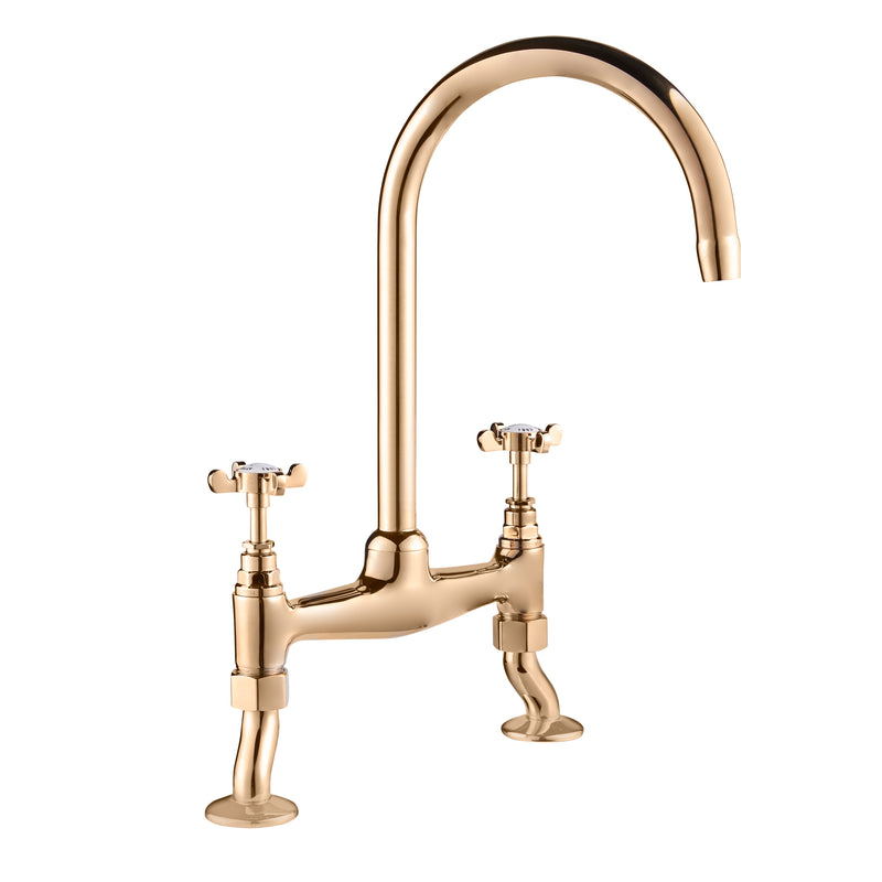 Coronation bridge sink mixer - Gold