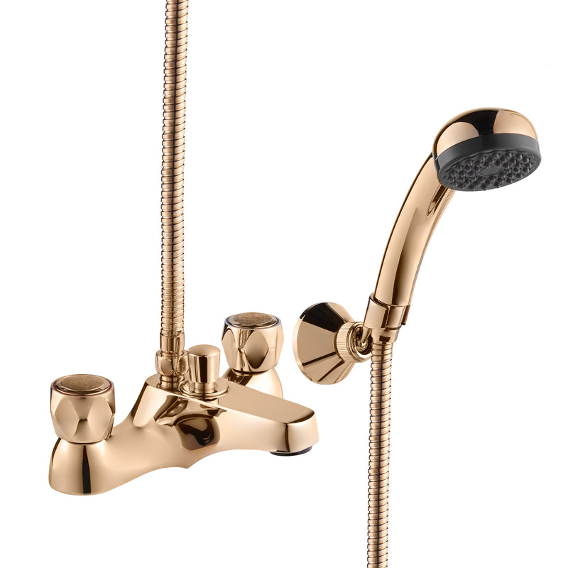 Profile deck mounted bath shower mixer - gold