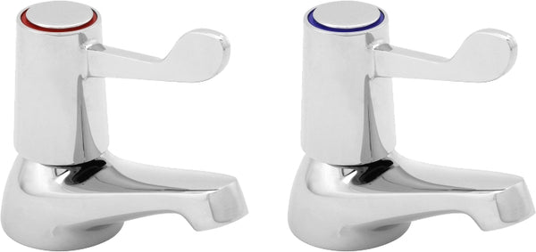 Lever action basin taps with metal backnuts