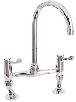 3" Lever Action Bridge Sink Mixer With Adjustable Centres - Chrome