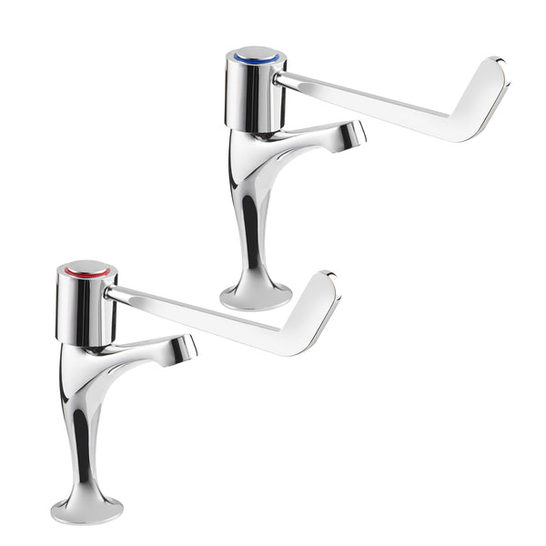 Lever action sink taps with 6" levers