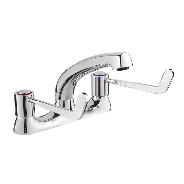 Lever action deck mounted sink mixer with 6" levers
