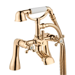 Tudor pillar mounted bath shower mixer - Gold